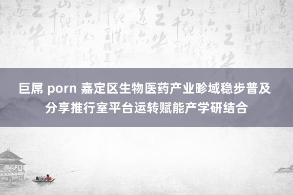 巨屌 porn 嘉定区生物医药产业畛域稳步普及 分享推行室平台运转赋能产学研结合