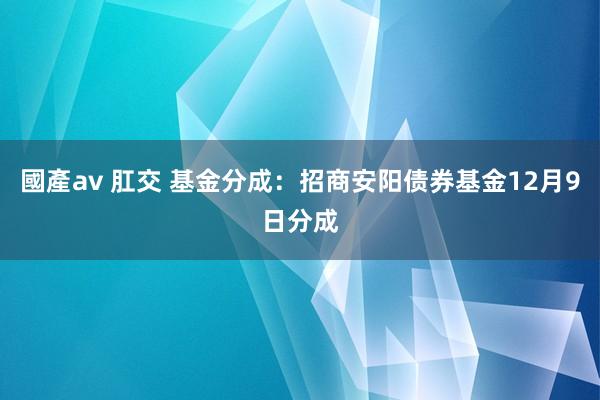國產av 肛交 基金分成：招商安阳债券基金12月9日分成