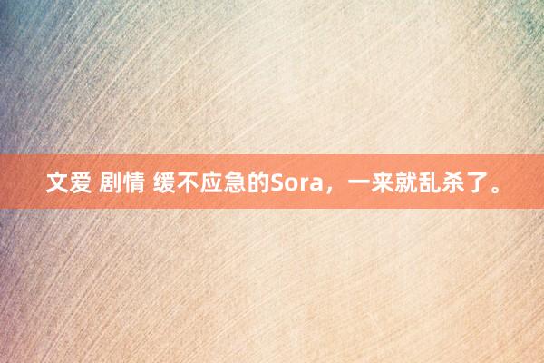 文爱 剧情 缓不应急的Sora，一来就乱杀了。